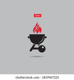 BBQ poster with shadow on gray background. Vector illustration.