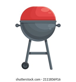Bbq red grill icon cartoon vector. Cook food. Picnic meat