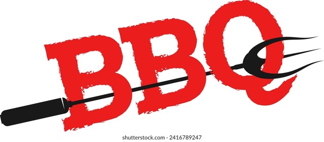 BBQ red letters and meat fork