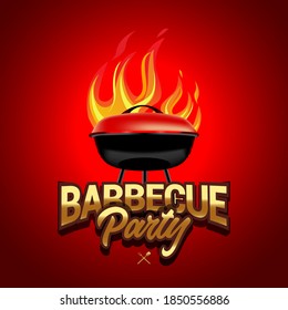 BBQ red poster designs, party design, invitation, ad design. Barbecue logo. BBQ template menu design. Barbecue Food flyer. Barbecue advertisement.