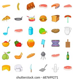 Bbq relaxation icons set. Cartoon style of 36 bbq relaxation vector icons for web isolated on white background