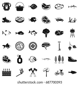 Bbq relaxation icons set. Simple style of 36 bbq relaxation vector icons for web isolated on white background