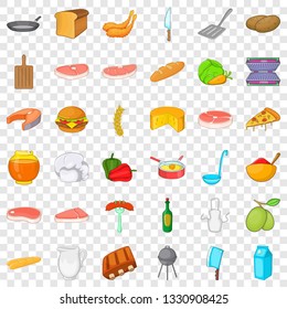 Bbq rest icons set. Cartoon style of 36 bbq rest vector icons for web for any design