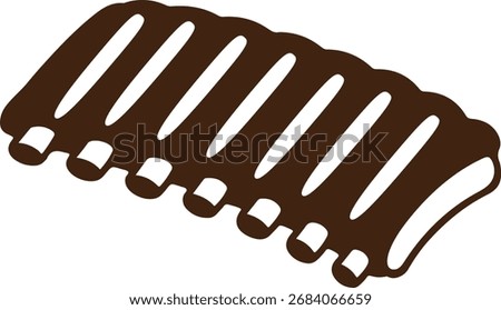 bbq rib rack silhouette vector, grilled rib bones food icon, smoked barbecue ribs illustration design