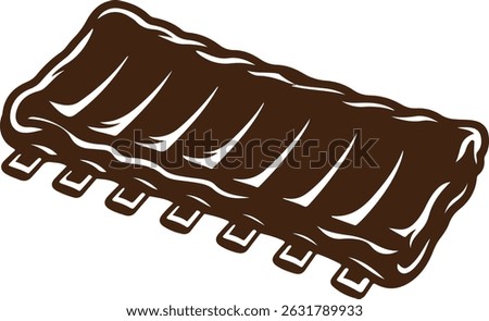 bbq rib silhouette icon vector, grilled meat rack, barbecue ribs food illustration