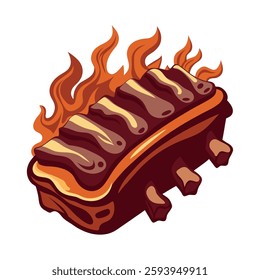 BBQ ribs grilled on fire roast