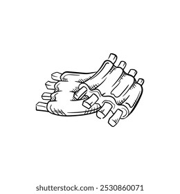 Costelas de churrasco desenhado à mão ícone do vetor alimentar