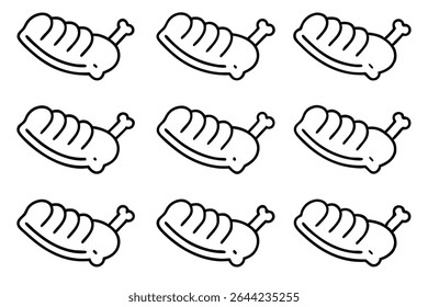 BBQ ribs line art design perfect for restaurant branding concept.eps
