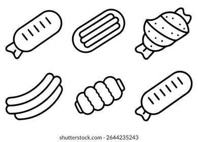 BBQ ribs line art detailed design on a wooden board.eps