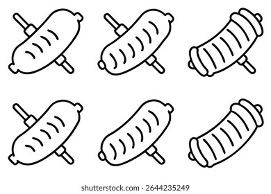 churrasco costelas ilustração de arte de linha para churrasco entusiasta decoração.eps
