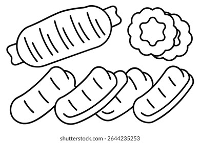 BBQ ribs line art representation for catering or food services.eps