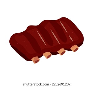 BBQ ribs pork icon isolated