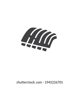 Icono vectorial de costillas de barbacoa. signo plano relleno para concepto móvil y diseño web. La carne de barbacoa coge el icono del glifo. Símbolo, ilustración del logotipo. Gráficos vectoriales