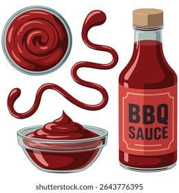 BBQ sauce in bottle isolated vector illustration on white background