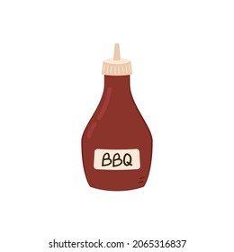 Salsa de barbacoa en el vector de botellas. Salsa de barbacoa sobre fondo blanco.