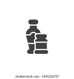 BBQ sauce bottles vector icon. filled flat sign for mobile concept and web design. Ketchup and mustard sauce glyph icon. Symbol, logo illustration. Vector graphics