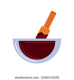 bbq sauce in bowl icon white background