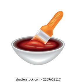 bbq sauce with brush icon isolated