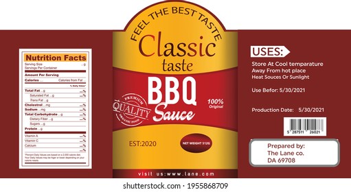 Bbq Sauce Label Design Vector  