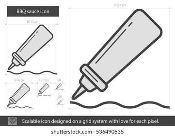 BBQ sauce vector line icon isolated on white background. BBQ sauce line icon for infographic, website or app. Scalable icon designed on a grid system.