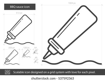 BBQ sauce vector line icon isolated on white background. BBQ sauce line icon for infographic, website or app. Scalable icon designed on a grid system.