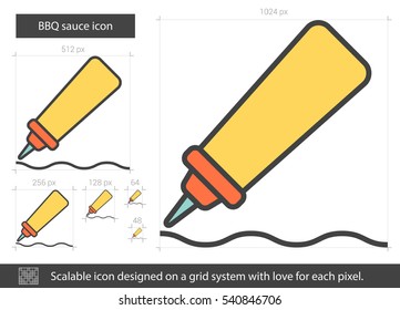 BBQ sauce vector line icon isolated on white background. BBQ sauce line icon for infographic, website or app. Scalable icon designed on a grid system.
