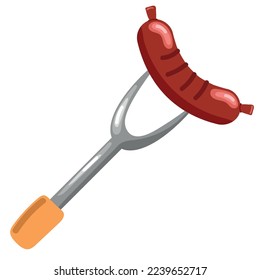bbq sausage in fork icon isolated