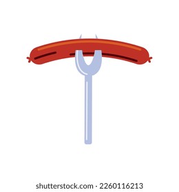 bbq sausage in fork icon white background