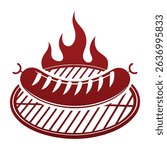 BBQ Sausage Grill Icon Vector Design.