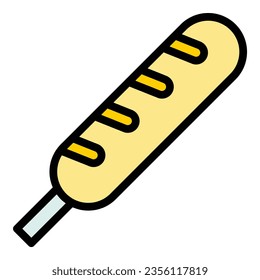 Bbq sausage icon outline vector. Corn dog. Hot food color flat