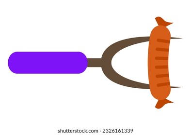 bbq sausage stabbed on a fork