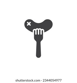 BBQ sausage vector icon. filled flat sign for mobile concept and web design. Sausage on fork glyph icon. Symbol, logo illustration. Vector graphics