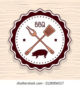 bbq seal with pork and cutleries