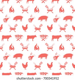 BBQ seamless pattern, vector illustration with barbecue grill elements