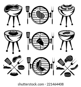 bbq set of meat,hot dog and burger
