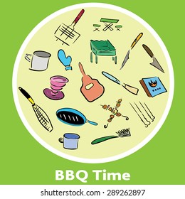 BBQ set for the tourist and recreation in a country house