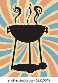 BBQ Silhouette Swirl Blue Red Vector