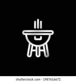 Bbq silver plated metallic icon