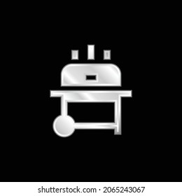 Bbq silver plated metallic icon