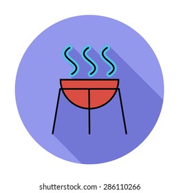 BBQ. Single flat color icon on the circle. Vector illustration.