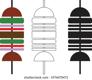 A BBQ skewer of meat and vegetables - icon, illustration