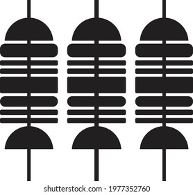 A BBQ skewer of meat and vegetables - icon, illustration