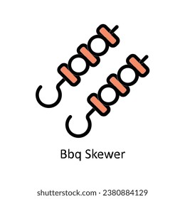 BBQ Skewer  vector Filled outline Design illustration. Symbol on White background EPS 10 File 