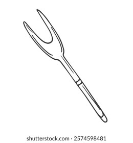 BBQ spatula doodle. Barbeque cutlery. Vector illustration hand drawn