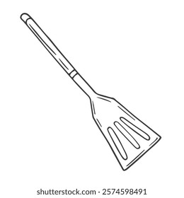 BBQ spatula doodle. Barbeque cutlery. Vector illustration hand drawn