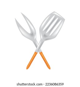 bbq spatula and fork icon isolated