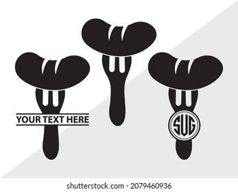 BBQ With Spatula Fork Monogram Printable Vector Illustration