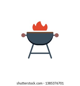 BBQ stand with fire flame flat icon, vector sign, Barbecue Grill colorful pictogram isolated on white. Symbol, logo illustration. Flat style design