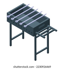 Bbq stand icon isometric vector. Picnic food. Summer party