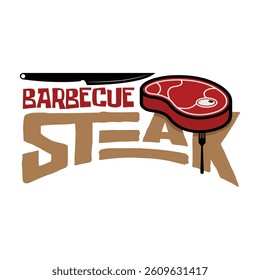 BBQ steak bar and grill bar labels with text designs as well as grill element template